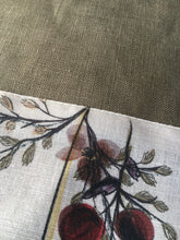 Load image into Gallery viewer, Crisp pewter coloured linen tea towel with a berry print feature. Great for drying glasses and beautiful enough to carry to the dining table. Traditional style manchester with a modern edge.