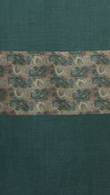 Load image into Gallery viewer, Linen Tea Towel - Paisley on Green Linen