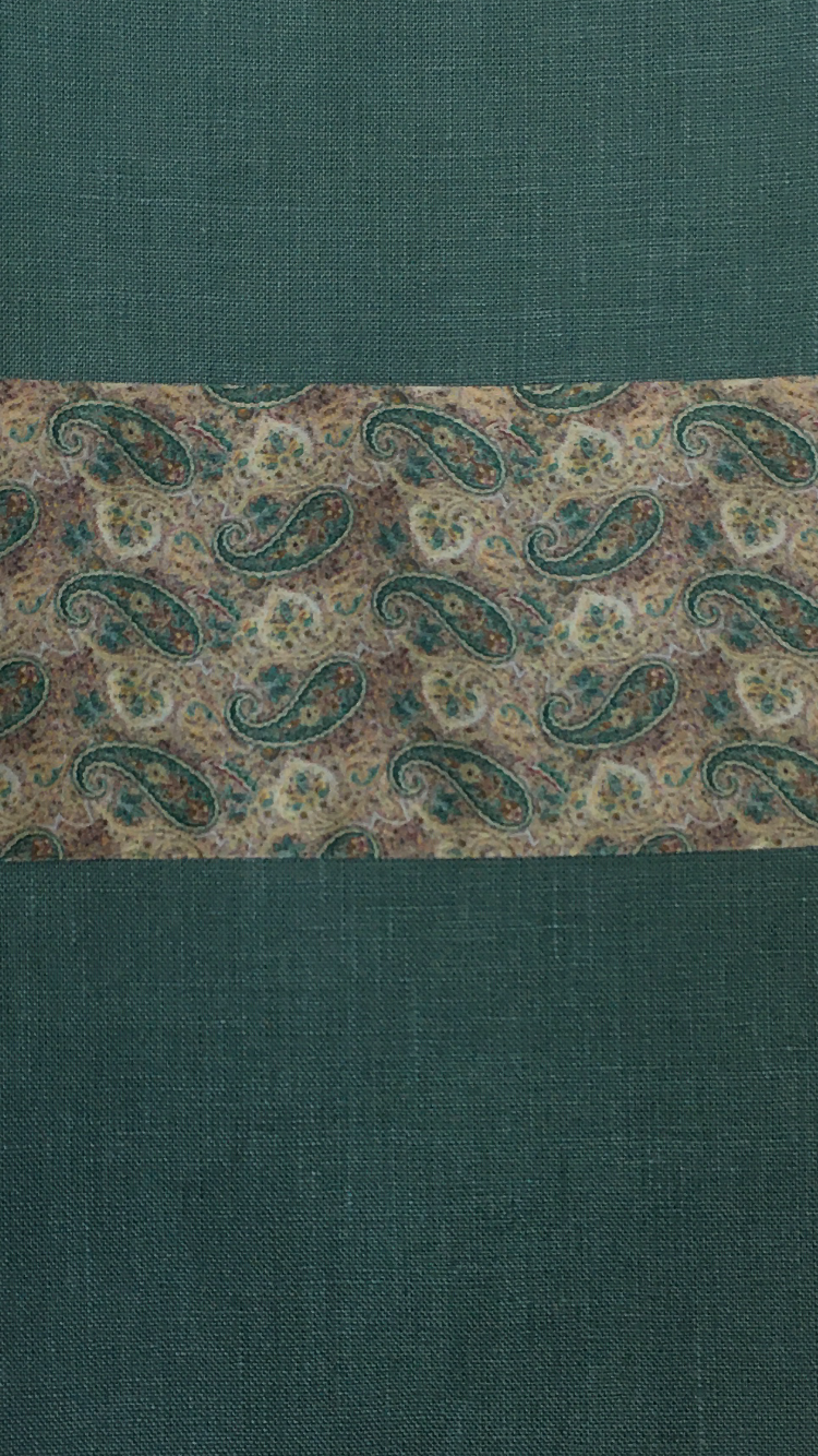 Linen Tea Towel - Paisley on Green Linen