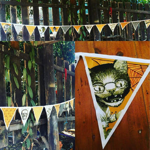 we make bunting for halloween, anniversaries, custom made, party decorations, flags, happy anniversary