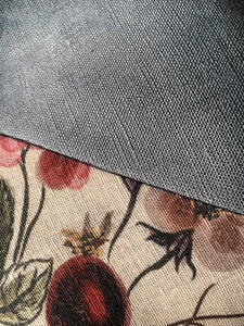 Table Napkins - Berry on Arctic Blue Linen