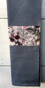 blue linen tea towel with warm autumn coloured trim. Linen is super absorbent and improves with age. Handmade with all Australian Attitude. Made in Australia from European linen. Generous size.
