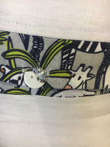 Jungle theme nursery cushion covers in linen. Navy blue and lime colour. Tigers, elephants, crocodiles, giraffes, safari