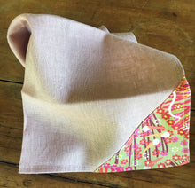 Load image into Gallery viewer, plum bush banana Laurel Tanlens linen table napkin Australian Indigenous art fabric