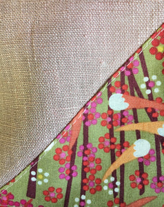 plum bush banana Laurel Tanlens linen table napkin Australian Indigenous art fabric