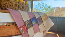 Load image into Gallery viewer, Linen tea towel with Australian homestead influence. Trimmed with indigenous and australian art.